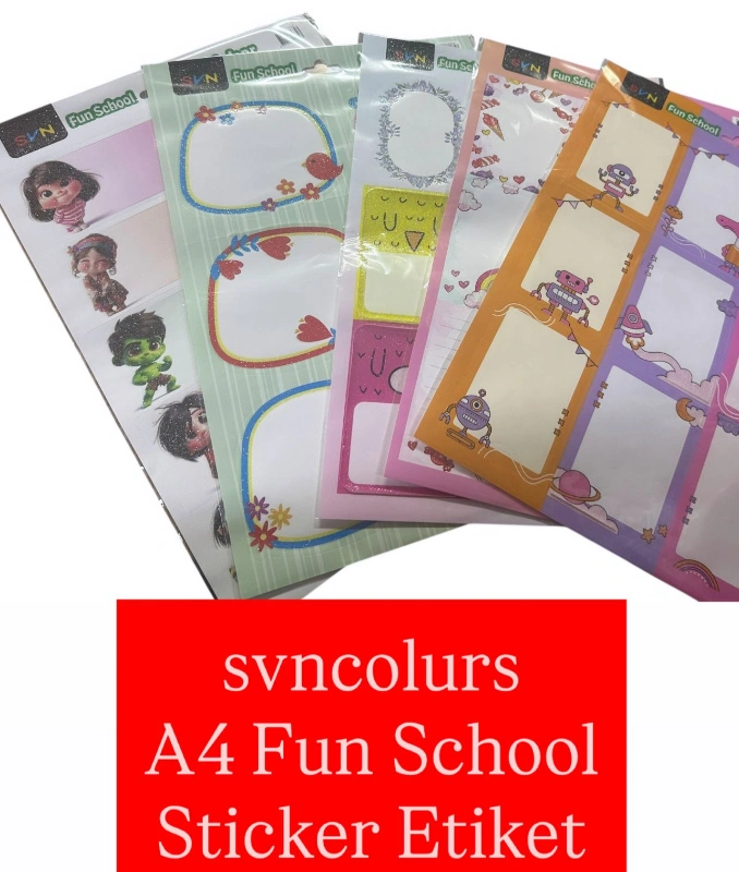 SVN COLOURS A4 SİMLİ STİCKER FUN SCHOLL / 50 SET PAKET