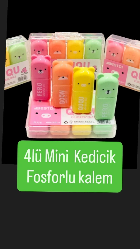 4Lİ MİNİ FOSFORLU KEDİCİK MODEL / 12Lİ PAKET