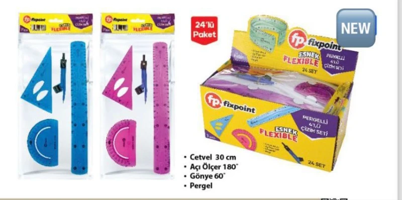 Cetvel Seti Esnek Flexible Pergelli / 24lü paket