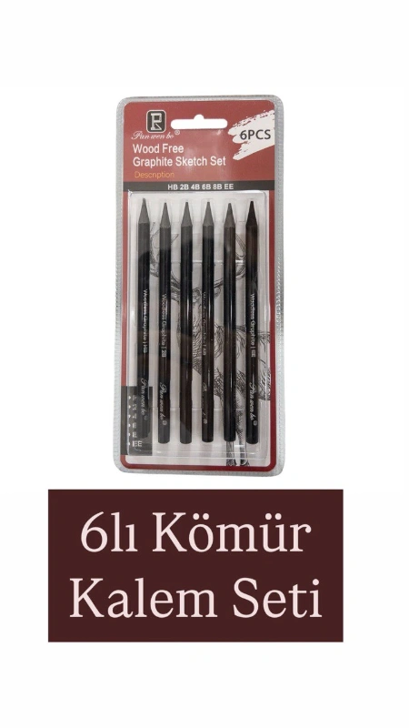 Kömür Kalemi Füzen Kalem Seti 6lı