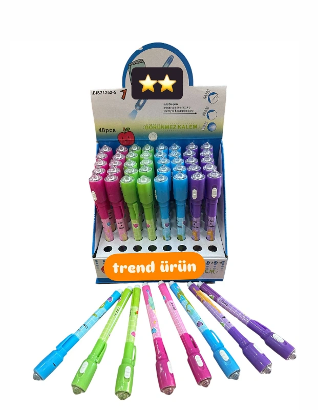 Desenli Model Görünmez Kalem / 48li Paket / İbs