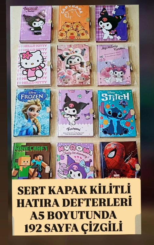 KARAKTERLİ KİLİTLİ HATIRA DEFTERİ A5 /  24LÜ PAKET