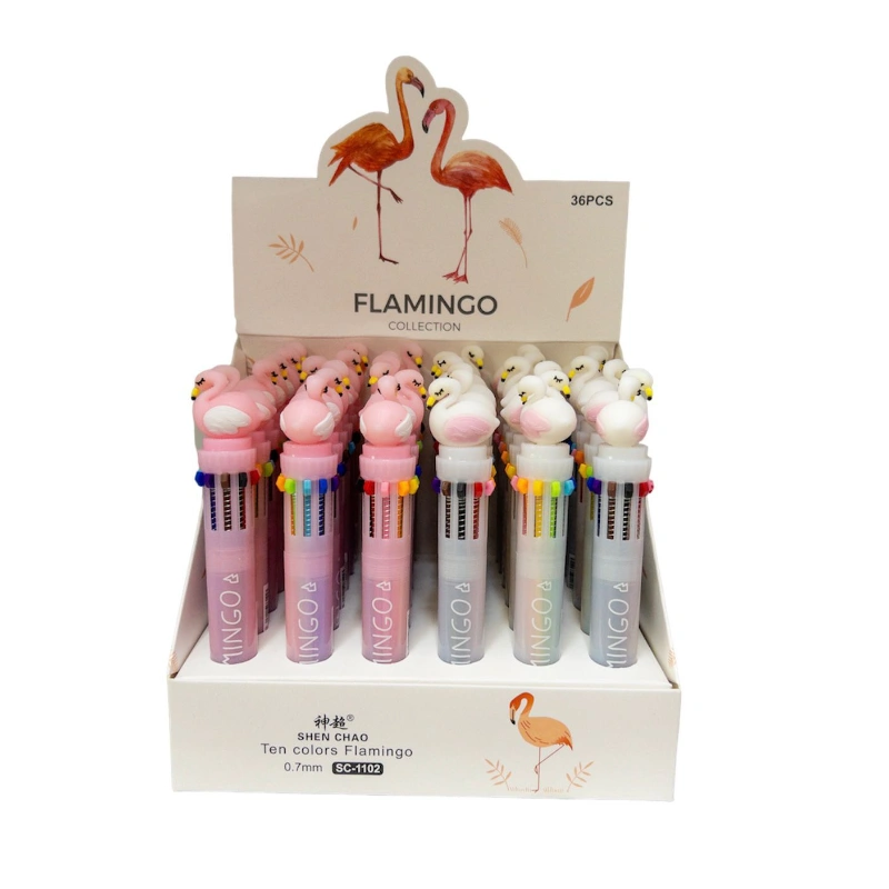 Flamingo Model 10 Renk Çoklu Tükenmez / Stant 36lı