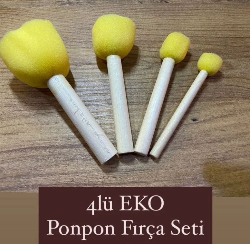 4lü Ponpon Pat Pat Fırça / 24lü Paket