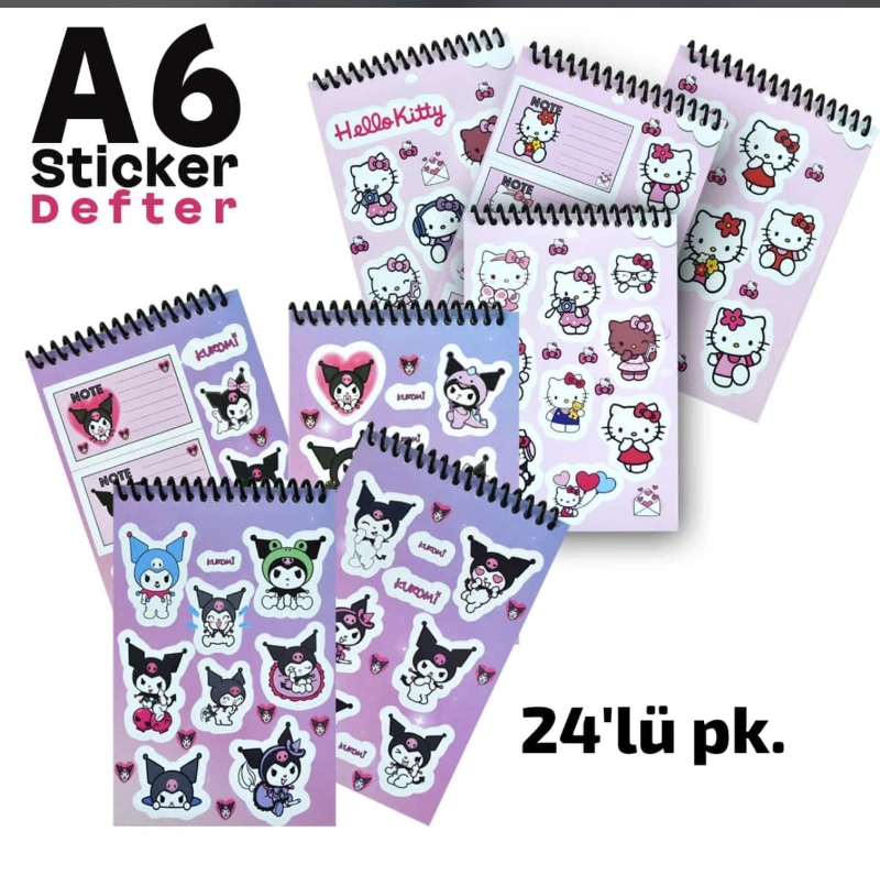 Kuromi Sticker Defter / 24lü Paket / A6 Ebat