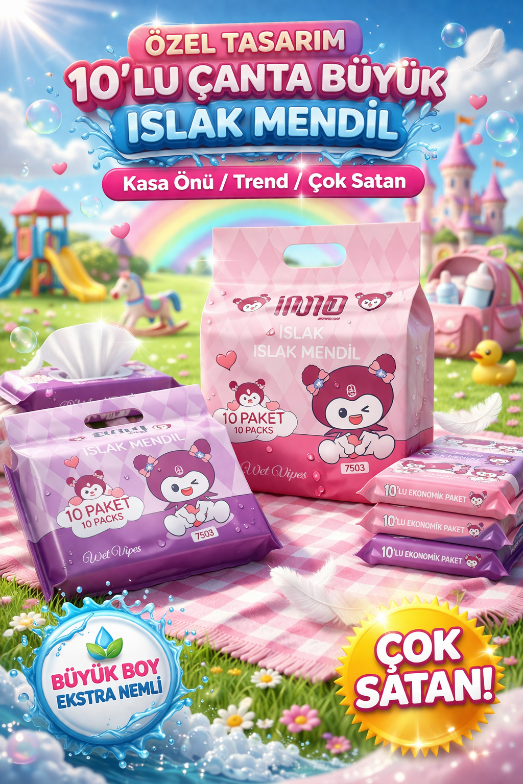 10lu Özel Çanta Islak Mendil /12li Paket