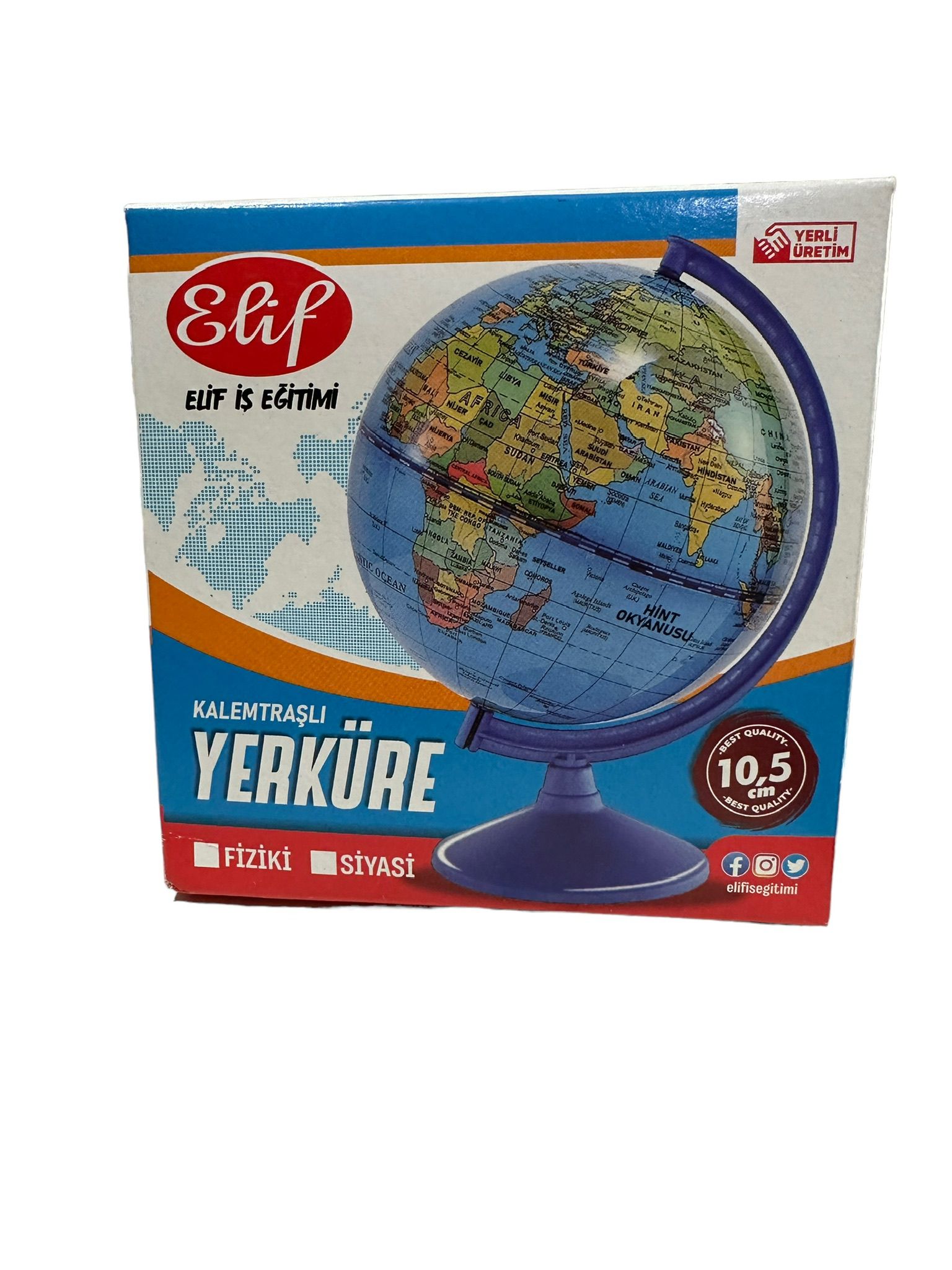 10,5 CM YERKÜRE DÜNYA MODEL MASAÜSTÜ KALEMTRAŞLI