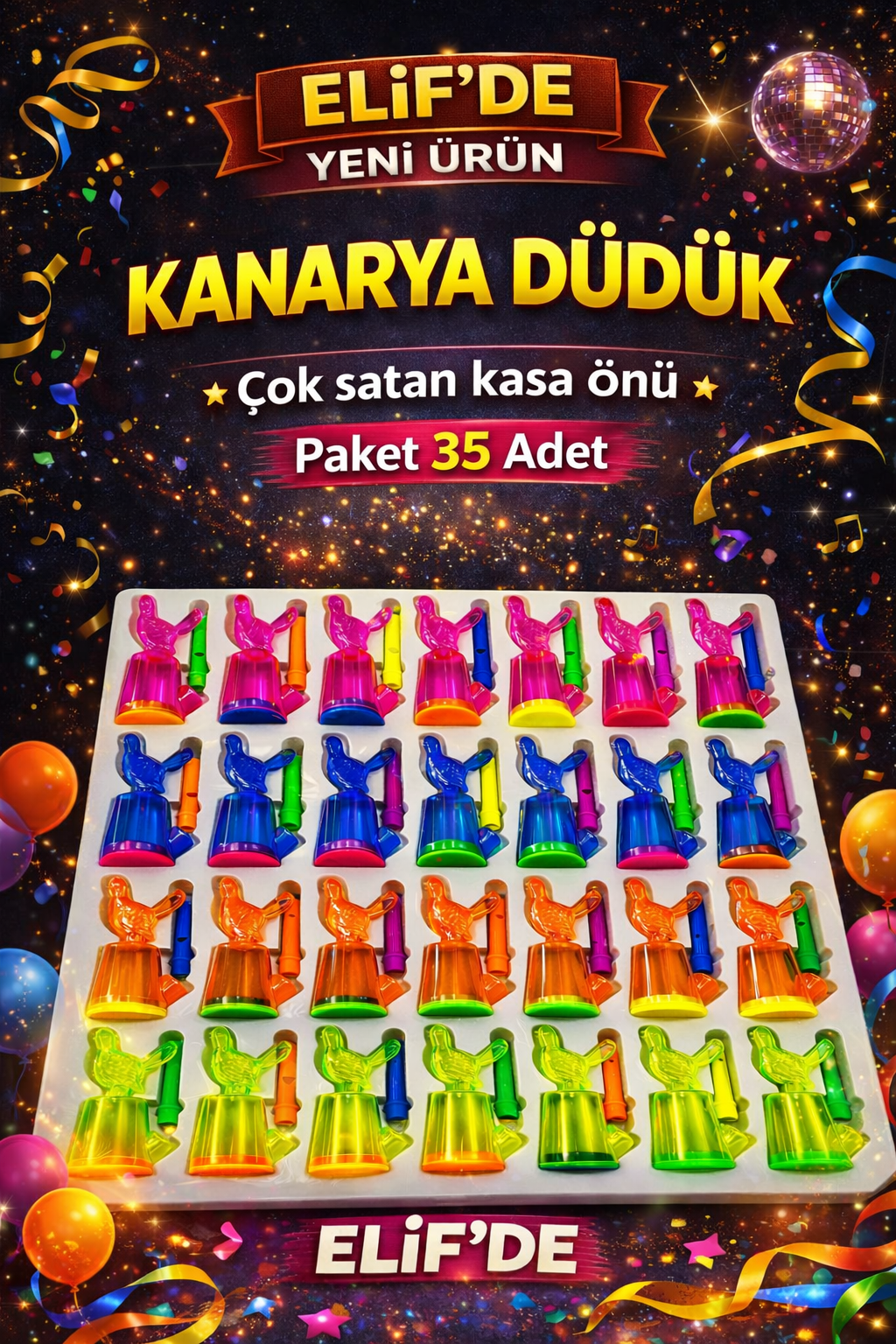 Kanarya Düdük Oyuncak/ 35li paket
