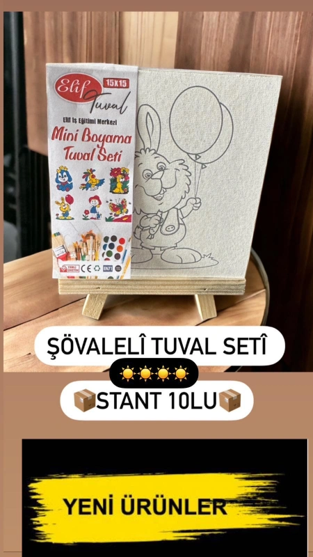 6 Resimli Şövaleli Boyama Seti /  Stant 10 Set