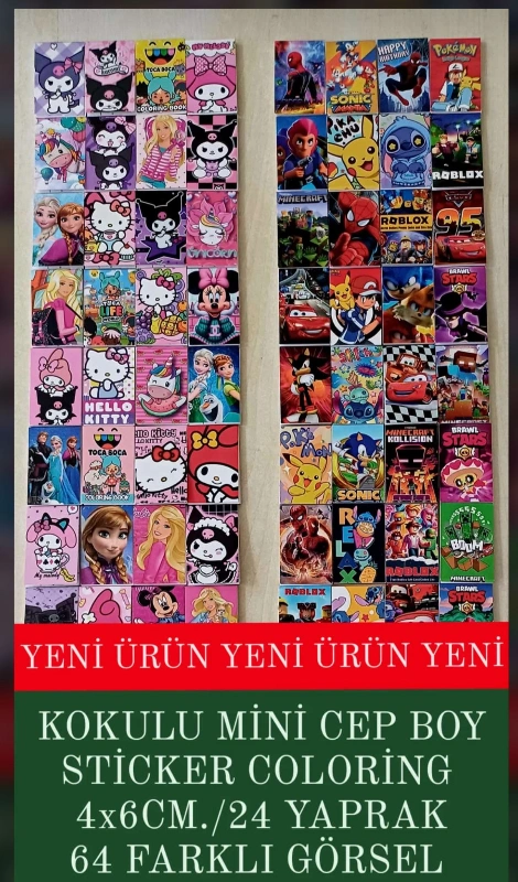 4x6cm Mini Karakterli Sticker Defter /200lü Paket