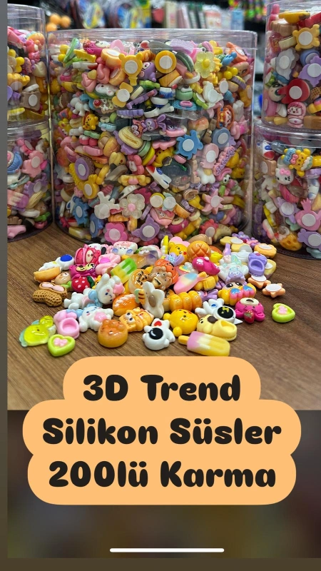 Adet: 2,50 ₺ / 3D Çok Satan Yapışkanlı Süsler / 200lü Paket