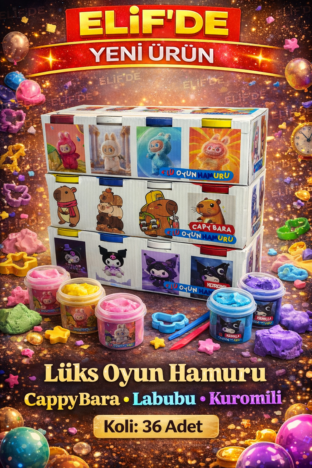 Sevilen Modeller Oyun Hamuru 520gr / 36li koli karışık