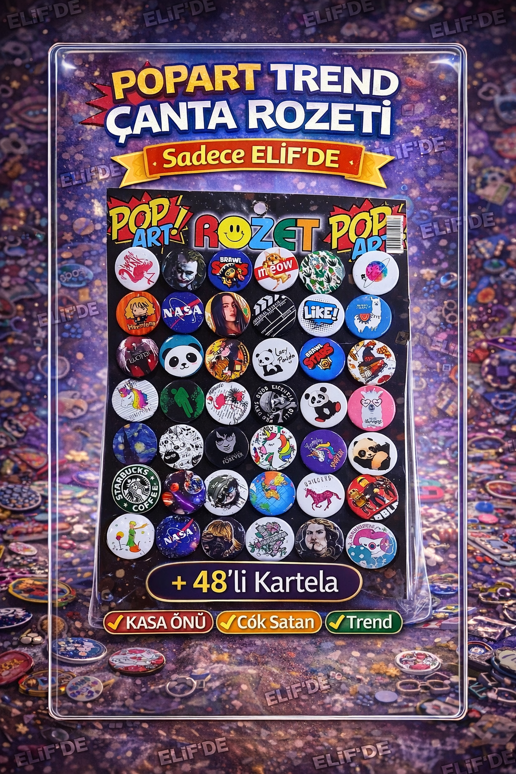 POPART TREND ÇANTA ROZETİ / 48li Kartela