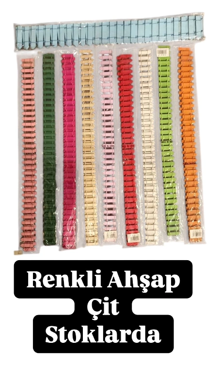Yeni İthal Ahşap Maket Çit Renkli Model / 24lü Paket