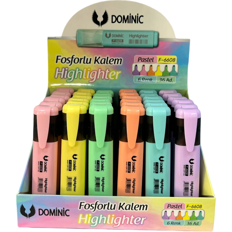 Lüks Dizayn Pastel Fosforlu Kalem /  36lı Stant
