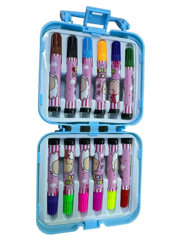 Kilitli Çantalı Keçeli Kalem 12 Renk