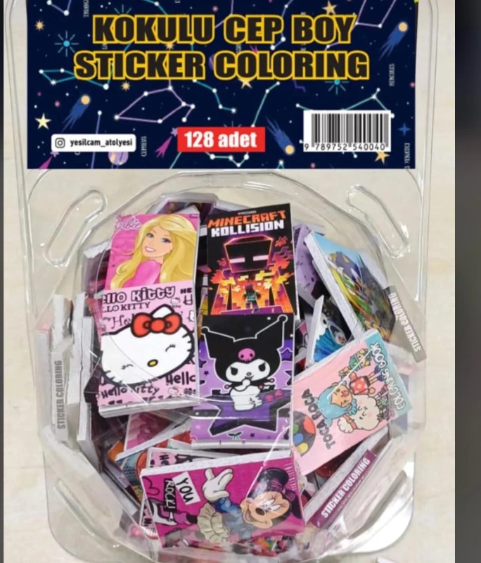 Mini Stickerlı Cep Boyama / 200lü Paket