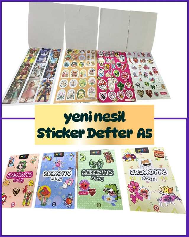 Adet: 55 ₺ / A5 Yeni Modell Stikcer Defter / 12li Paket