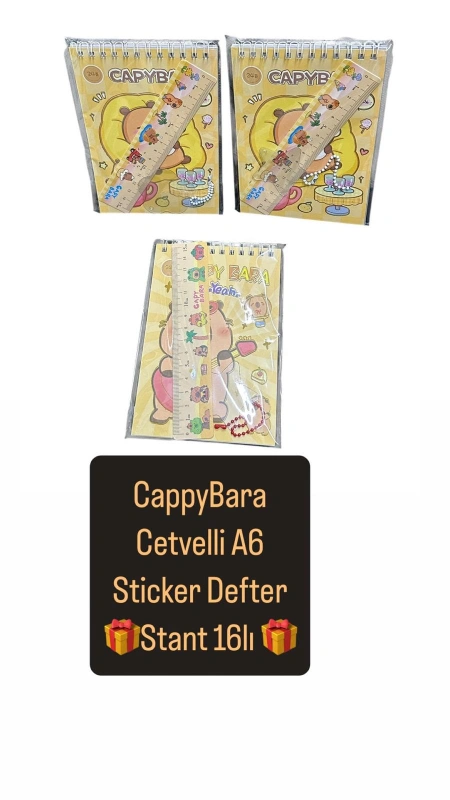Cetvelli CappyBara A6 Sticker Defter / Stant 16lı