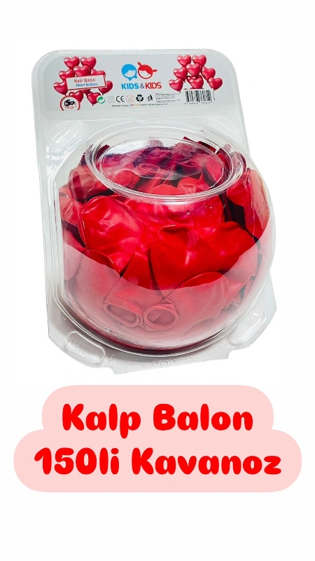 Özel Kavanoz Kasa Önü KALP Şekilli Baskılı Balon Gemar /  150li Paket