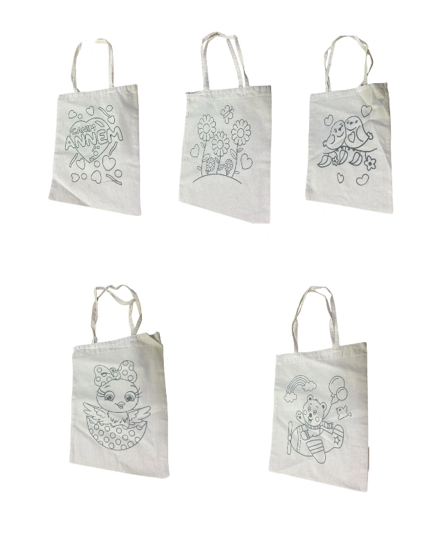 Desenli Model Bez Çanta Boyama (paket 24lü karışık)