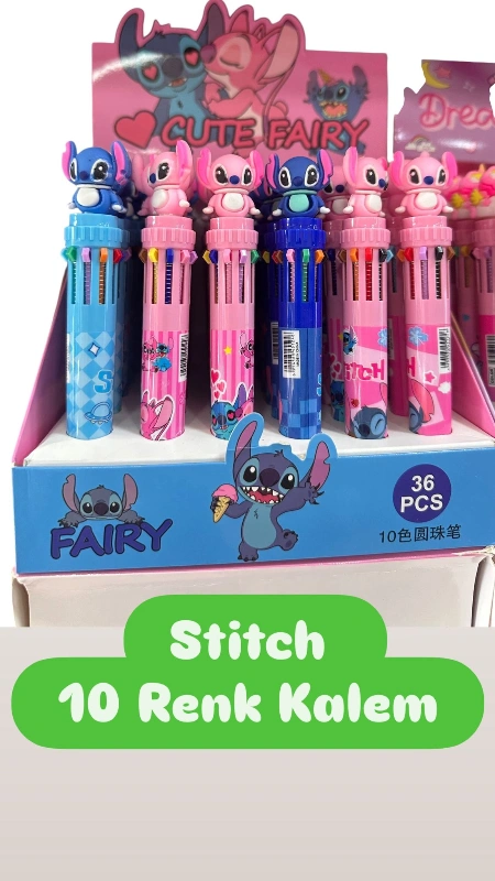 STİTCH 10 RENK TÜKENMEZ KALEM  / 36LI PAKET