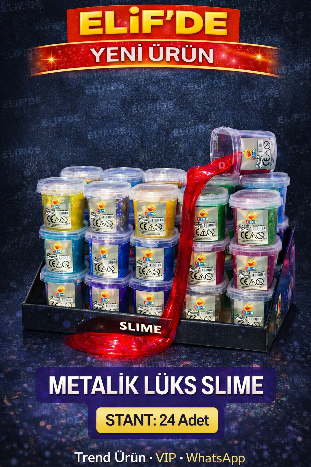 METALIK LÜKS SLIME / 24lü Stant