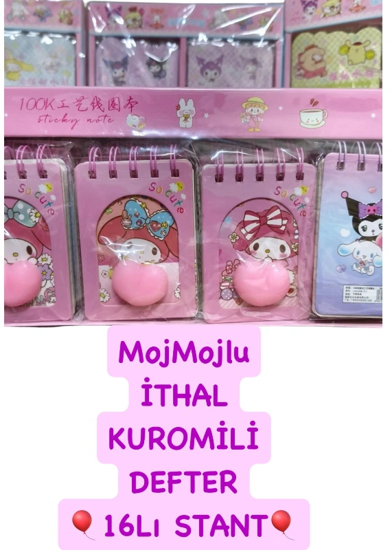 Adet: 55 ₺ /  MojMojlu Kuromi Telli Defter / 16lı Paket