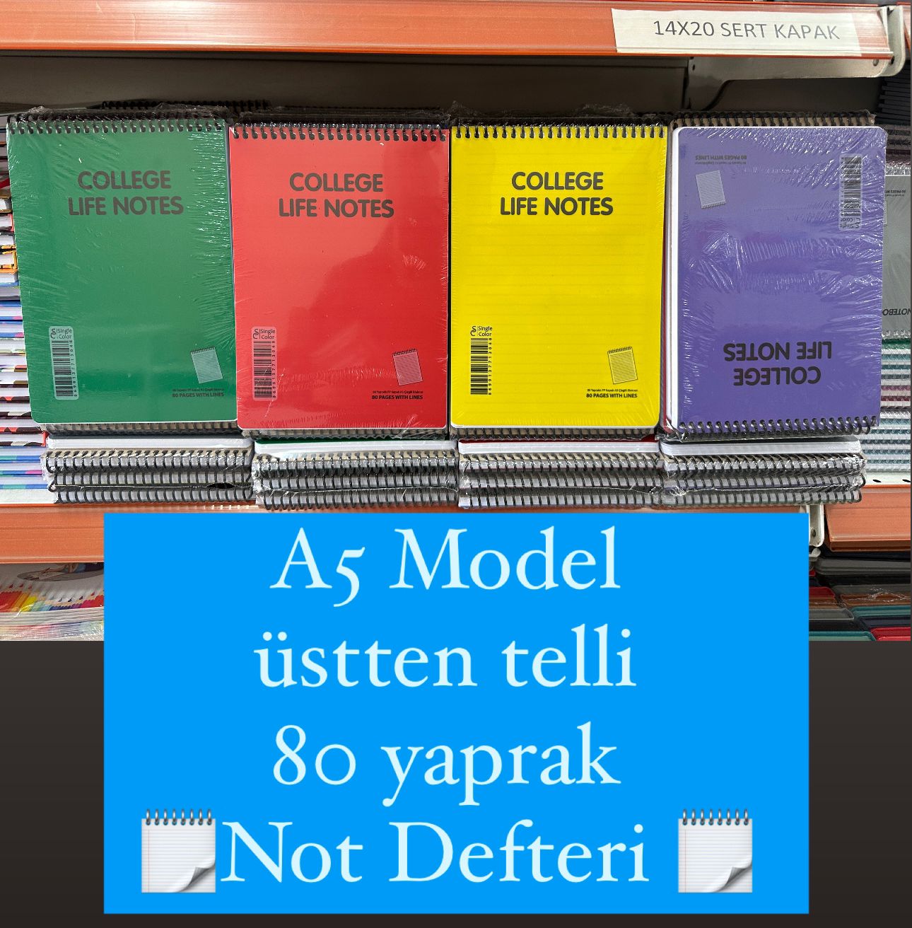 A5 ÜSTTEN TELLİ NOT DEFTERİ 80 YAPRAK / 12Lİ PAKET