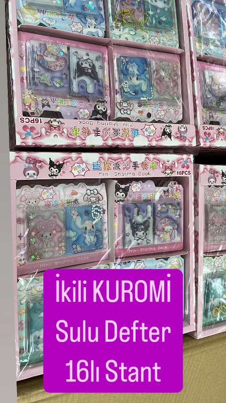 Adet: 42,50  ₺ /  2li Mini Sulu Kapak Kuromi Sticker Defter/  16lı Paket