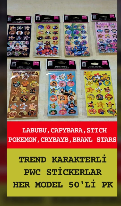 SEVİLEN KARAKTERLER STİCKER / 50Lİ PAKET