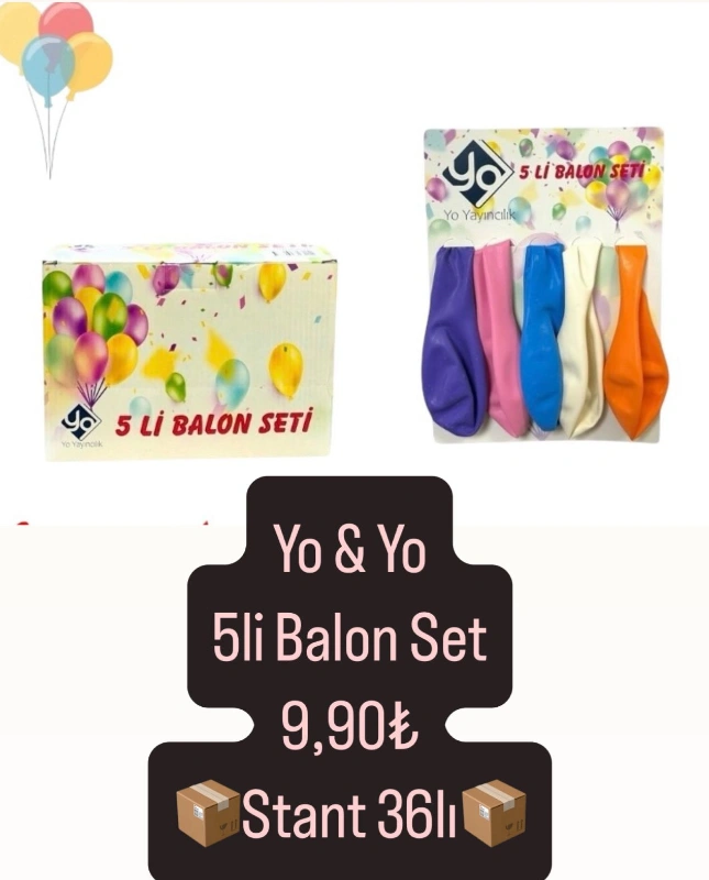 ADET: 10₺ / 5li ekonomik balon set /  STANT 36LI