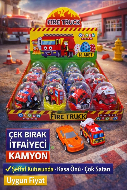 ÇEK BIRAK FİRE TRUCK İTFAİYE ÖZEL KUTUDA / 16LI STANT