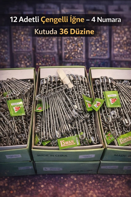12Lİ 4 NUMARA ÇENGELLİ İĞNE /  36 DÜZİNE KUTU
