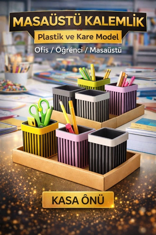 MASAÜSTÜ KALEMLİK YUVARLAK KARE / 24LÜ PAKET