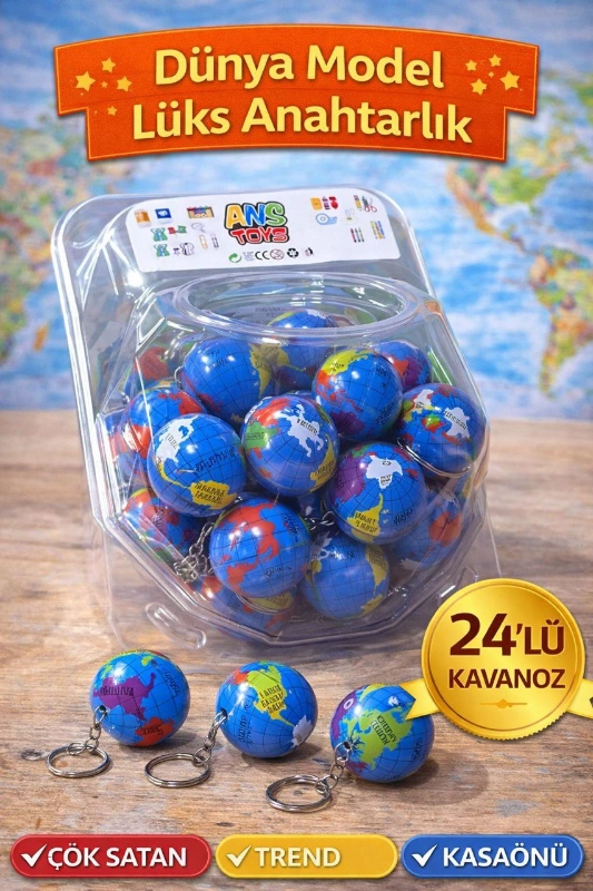 DÜNYA MODEL LÜKS ANAHTARLIK / 24LÜ KAVANOZ