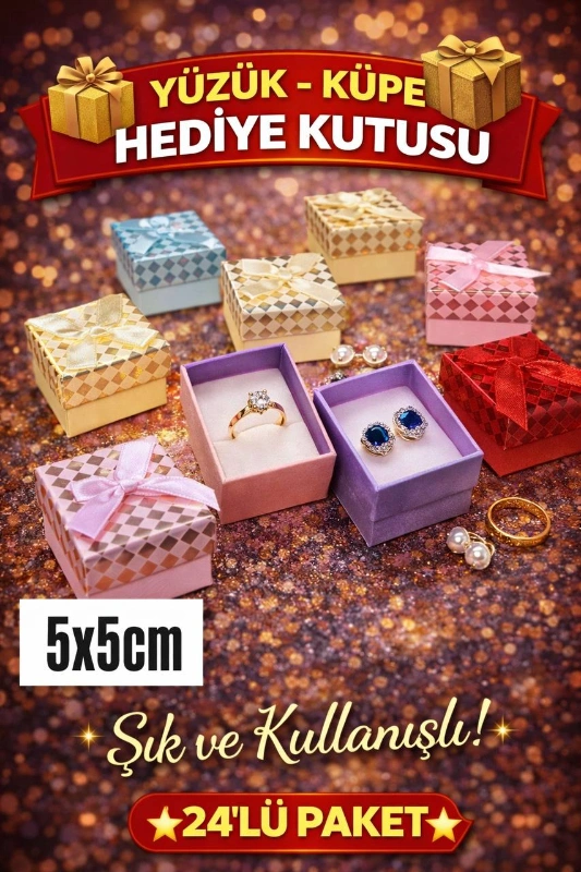 YÜZÜK KÜPE HEDİYELİK KUTU / 24LÜ PAKET
