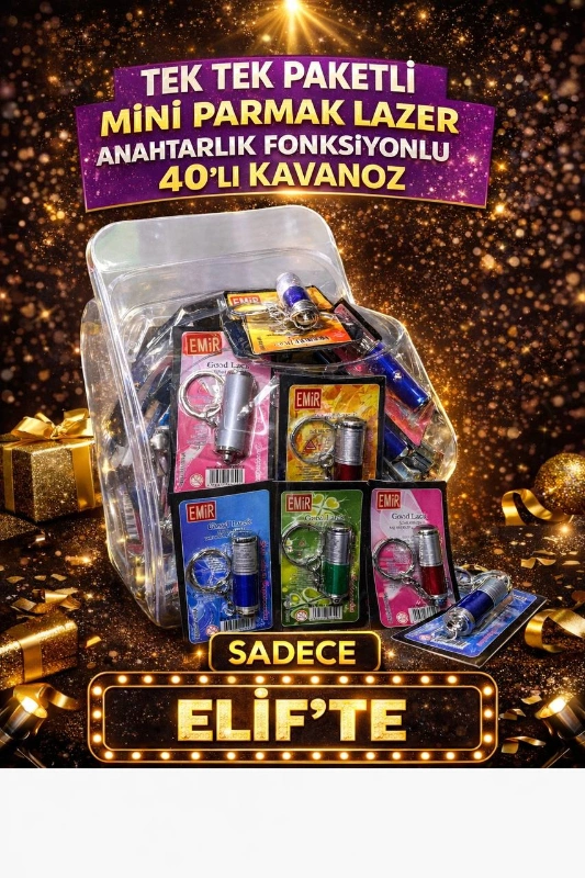 PARMAK LAZER ANAHTARLIK / 40LI KAVANOZ