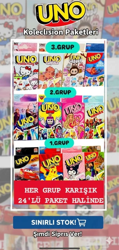 KARAKTERLİ CEP UNO / 24LÜ PAKET