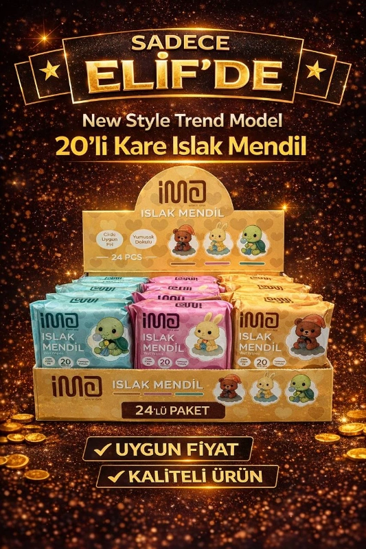 İMA 20Lİ KARE ISLAK MENDİL / 24LÜ STANT