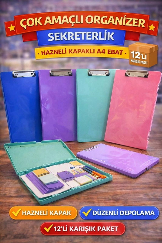 ÇOK AMAÇLI KAPAKLI SEKRETERLİK / 12Lİ PAKET