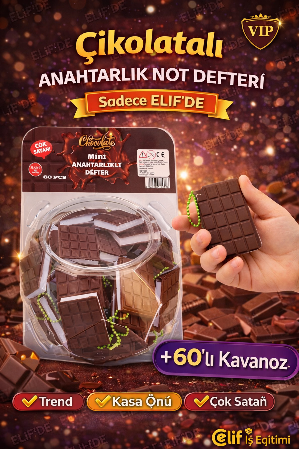 ÇİKOLATA MİNİ DEFTER ANAHTARLIK / 60LI KAVANOZ