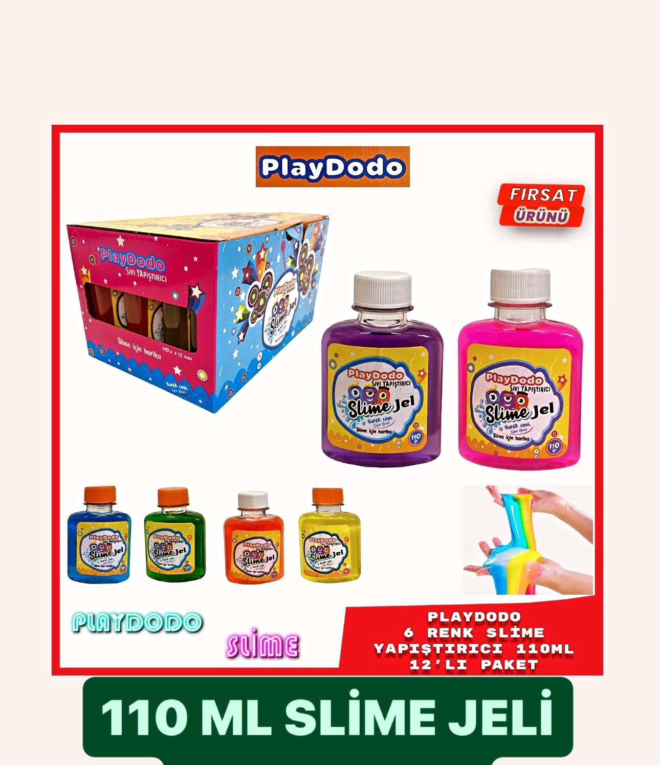 110 ML SLİME JELİ PLAY DODO / 12Lİ PAKET