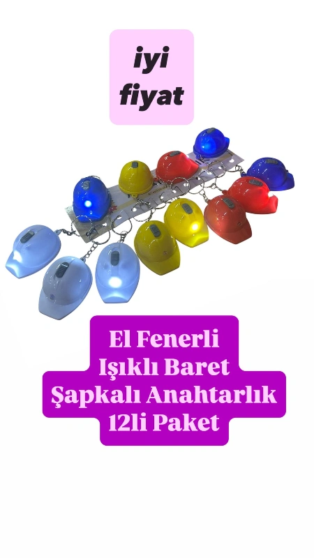 Adet: 22,5₺ /El Fenerli Işıklı Baret Anahtarlık /paket 12li