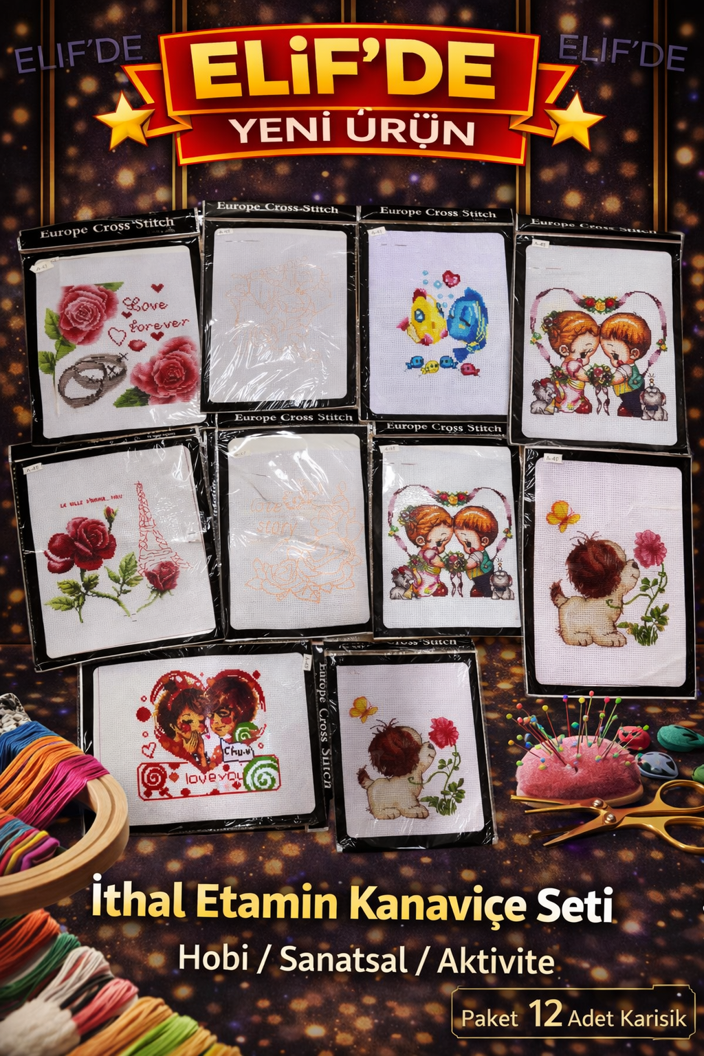 Kanaviçe Etamin Seti / 12li Paket