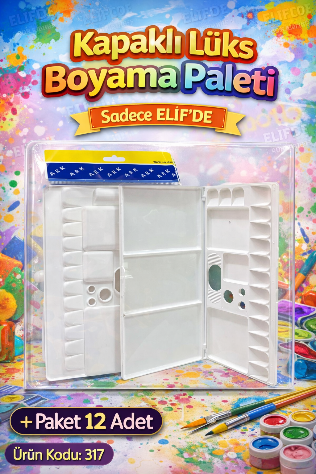 KAPAKLI PRO LÜKS BOYA PALETİ kod317 / 12li Paket