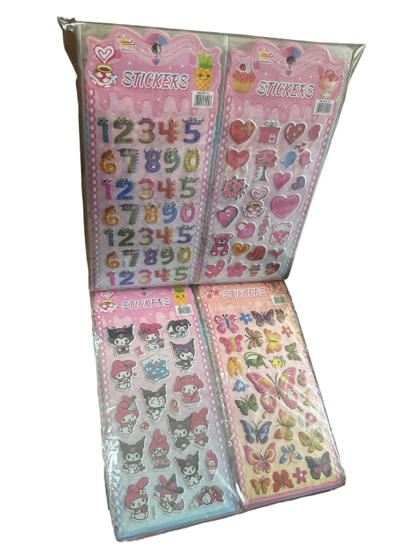 Orta Boy Lüks Kabartma Sticker / 100lü Karma Paket