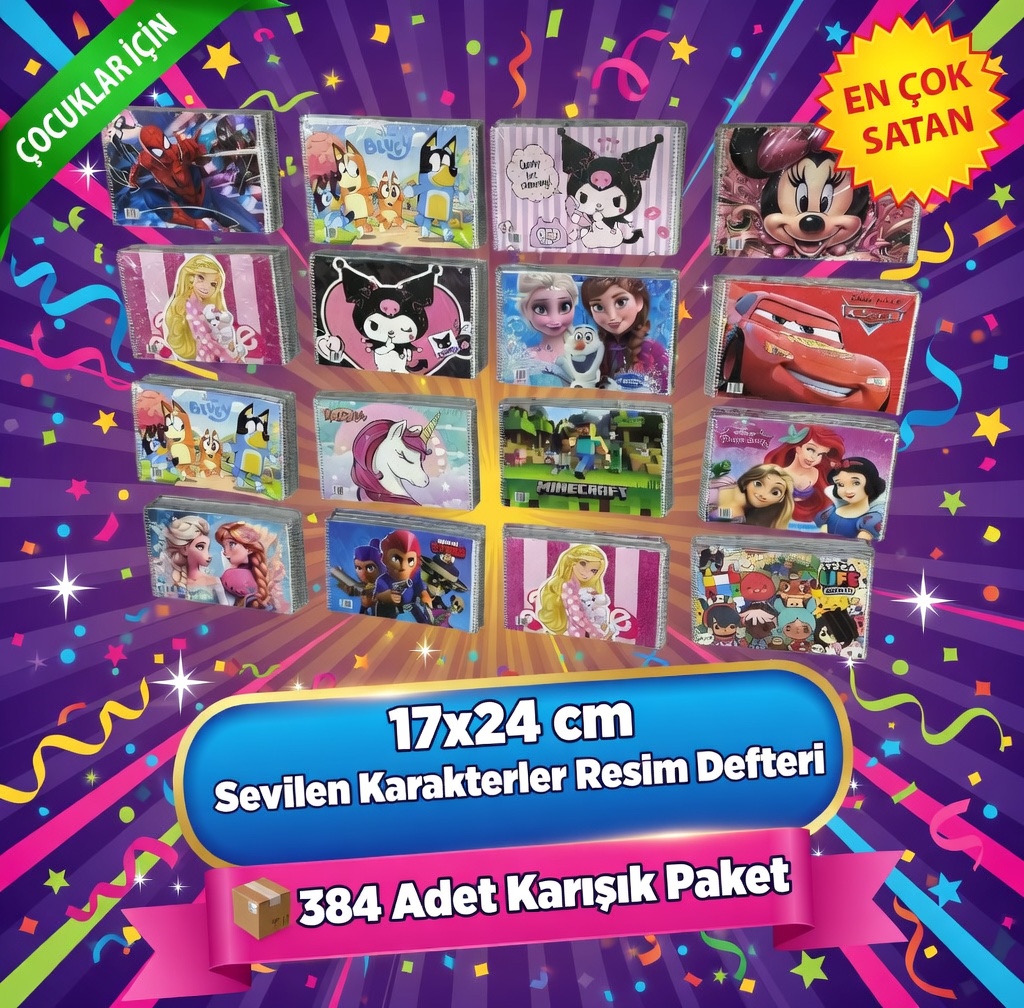 ÇOK SATAN KARAKTERLİ 17X24 Resim Defteri