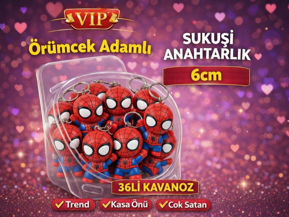 ÖRÜMCEK ADAM SUKUŞI ANAHTARLIK/ 36li KAVANOZ