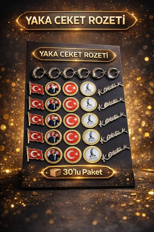 YAKA CEKET ROZETİ KARIŞIK / 30LU PAKET